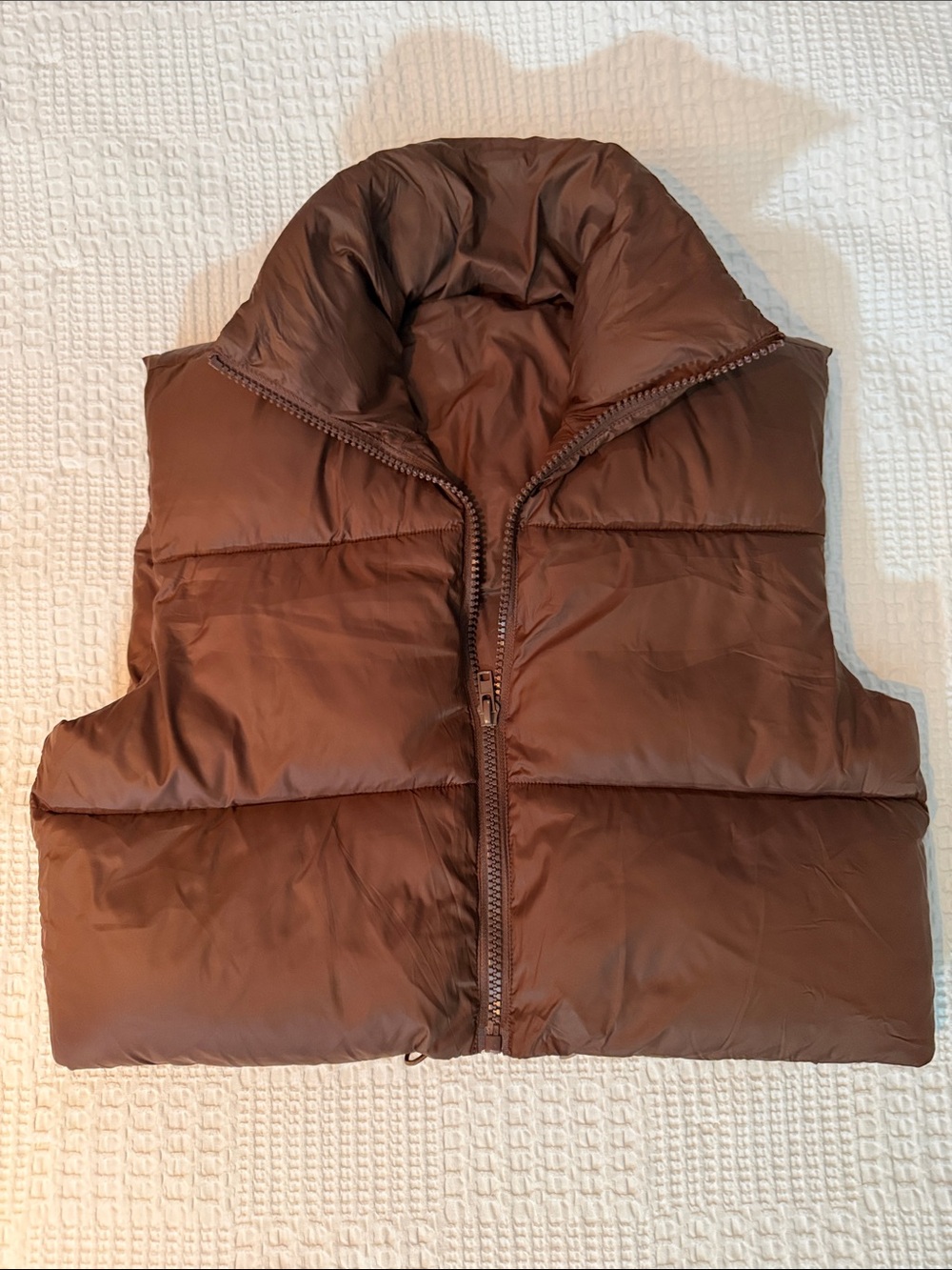 Women's Quilted Brown Puffer Vest - Sleeveless Insulated Shell